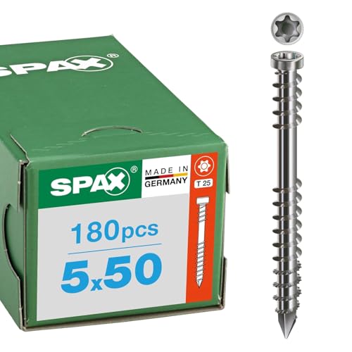 SPAX Terrassenschraube 5 x 50 mm, 180 St., Zylinderkopf T25, Edelstahl A2